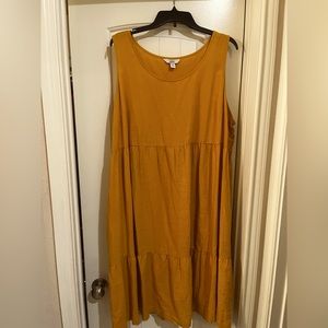 Croft & Barrow Mustard Yellow Midi Dress with Pockets 2X